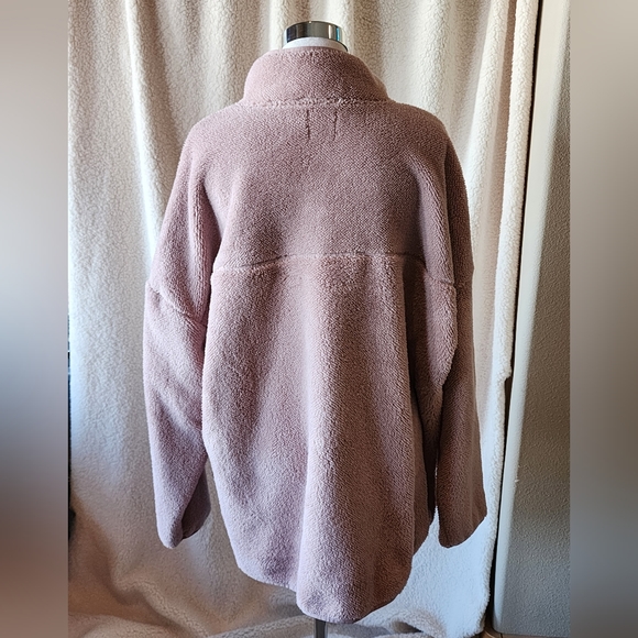 NWT Sherpa Pullover Fleece Lined Chalk Rose/Pink Sz 1X (16W-18W) - Picture 3 of 12